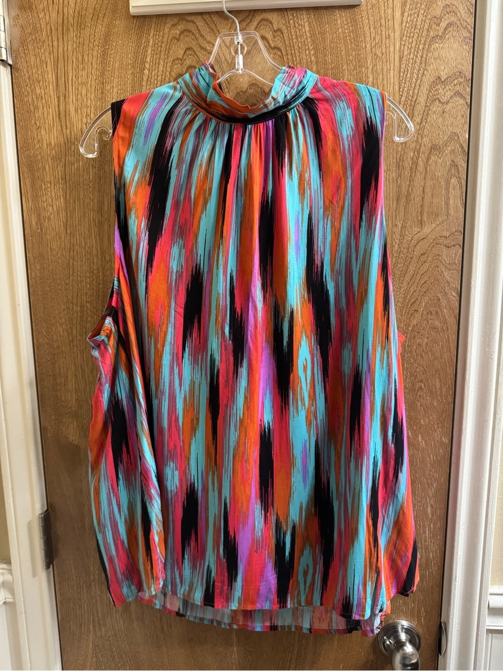 Savanna Jane Multicolored Sleeveless Blouse Tie Back Plus Size 2X Boho Colorful